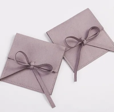 Custom Logo Printed Luxury 9*7cm Pink Velvet Fabric Micro Fiber Jewelry Pouches Small Drawstring Storage Jewelry Packing Bag