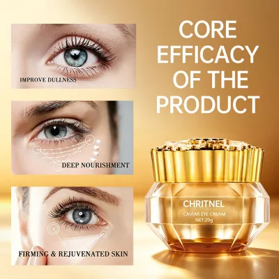 Custom Logo Caviar Extract Eye Cream Blended Peptide HA Lift Sagging Eye Skin Moisturize Dry Delicate Eye Skin