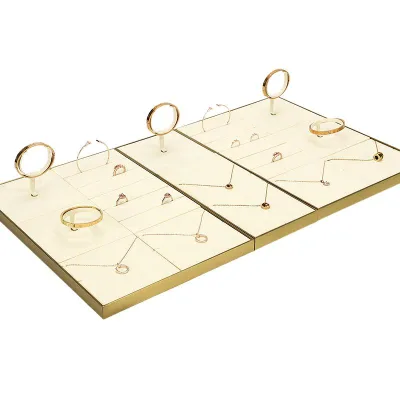 Beige High Necklace Ring Earrings Jewelry Display Stand Props Set Today Weichuang