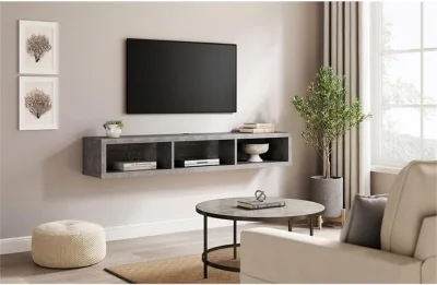 Wall Mounted Floating TV Stand with Open Storage Shelf