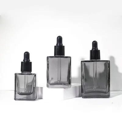 Glass Square Serum Dropper Bottle 3ml-30ml with Rubber Tip Spray Printed for Serum & Essential Oil