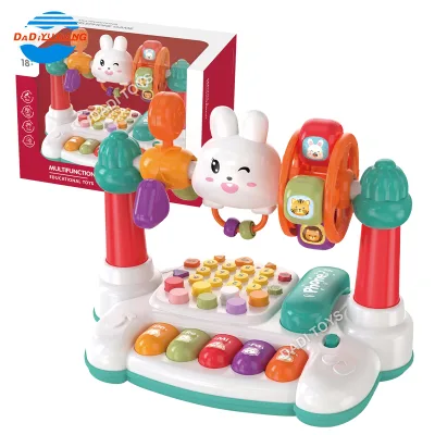 Baby Rotating Music Piano With Light Sound Educational Toy Animal Vocalizing Keyboard Phone Baby Playing Type Music Toy