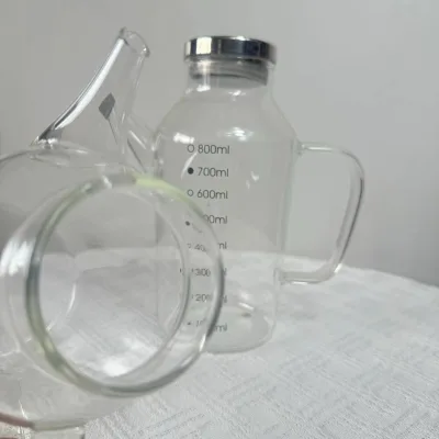 Glass Oil Bottles with Scale 800ml Olive Oil Dispenser with Pourer