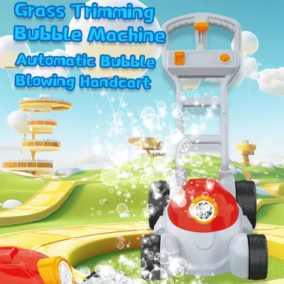 Children Grass Trimming Bubble Machine Electric Automatic Bubble Blowing Handcart Toy with Light and Music