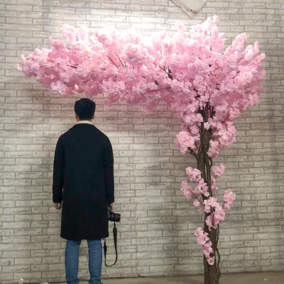 Source Factory Wholesale Handiwork Made Weeping Flower Tree for Outdoor Decoration Plastic Artificial Cherry Blossom Arch Tree