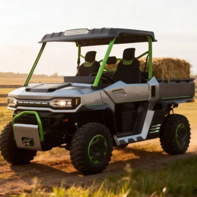 Professional Electric Utility Vehicle 2 Seat 4WD EPS Steering 75-100km/h Speed LED Lighting 500kg Bucket Load Capacity 90km