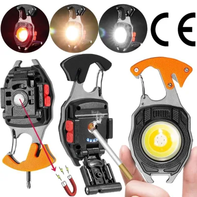 Hot Keyring Screwdriver Wrench Portable Flashlight Strong Magnetic Adsorption Lamp Rechargeable Mini LED Small Flashlight