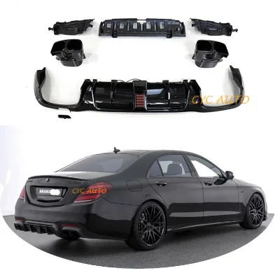 CYC-AUTO ABS Black Carbon Rear Bumper Lip Diffuser 100% Fit Easy Installation for E CLASS W213 AMG Sedan 2016-2019