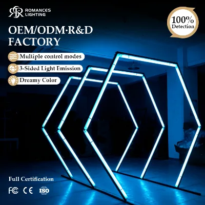 Wholesale Wedding Hexagon Shape Pathway Decoration Metal with Acrylic Geometric RGB Multi-sided Lighting LED Arch Tunnel