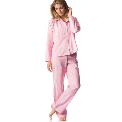 Pink-Striped Cotton Pyjamas Women OEM