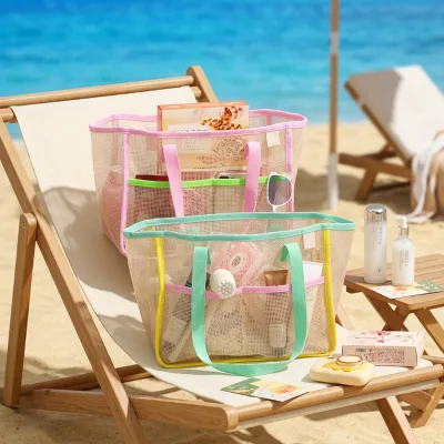 Summer Instagram Style Mesh Tote Bag for Women-Large Capacity Portable Multi-Purpose Camping & Travel Shopping Bag