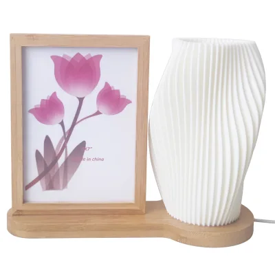 Frame with Vase Crafts Bamboo LED Picture Frame Valentine's Day Bamboo LED Photo Frame Valentine Gift Wood LED Photo Frame Vase