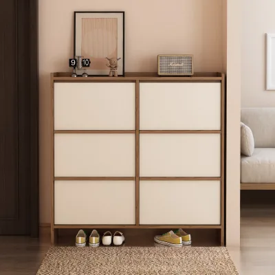 Space Saving Shoe Cabinet for Small Hallway Entryway Ultra Slim Tip Out Depth 18cm 28cm ENF Solid Wood Removable Shoe Storage
