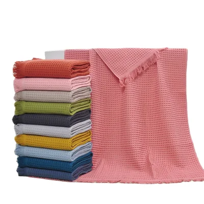 Wholesale Thicken Warm Heavy Cotton Linen Vintage Waffle Weave Baby Blenket Baby Bed Blankets Bathrobe