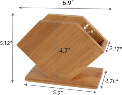 Custom Hexagon Bamboo Handmade Napkin Holder Freestanding Dispenser for Restaurant Kitchen Countertop