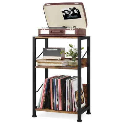 Brown Record Player Stand for Living Room Bedroom,Record Player Table with Storage,vinyl Record Storage-Amazon Customization