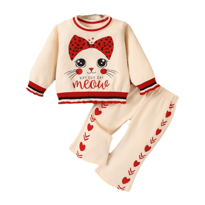 Autumn Cute Cat 2 Pieces Set Trendy Baby Girl Babe Clothes 3 -24 Months