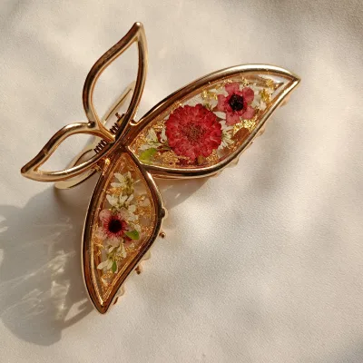 The Newest Factory Direct Sales Red Plum Blossom & Wildflowers Pattern Durable and Trendy Hair Clip Suitable for Hair Decoration