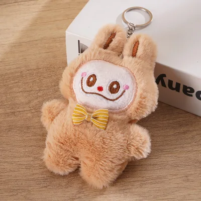 HY198 Cartoon Plush Soft Fur Toy Pendant Keyring Key Chain Fashion Cute Labubu Doll Keychain