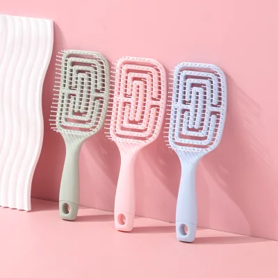 HOT Selling Square Hollow Comb Large Macaron Hair Comb Smooth Hair Skin Massage Care Comb for Ladies