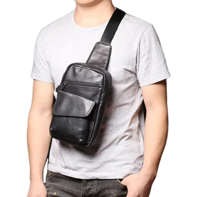 Custom Fitness Running Outdoor Designer Sling Cross Body Leisure Waterproof Fashion Men Genuine Leather Chest Bag