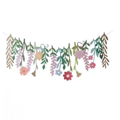Custom Party Supplies Summer Party Children's Room Hanging Ornaments Fresh Double-Sided Flower Paper Banner