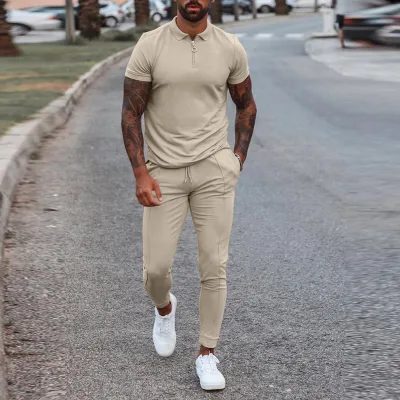 Summer Men Sport Track Suits 2 Pieces Polo Shirts Trousers Sets Mans Casual Fashion Short Sleeve Two-piece Set