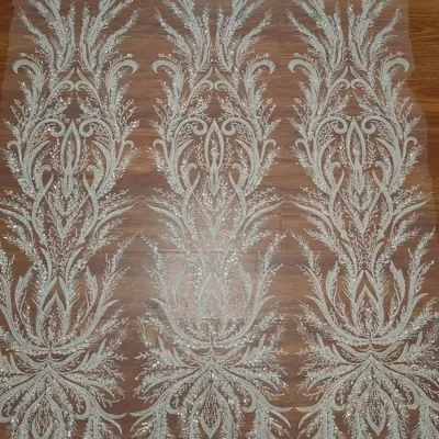 10 Colors 3D Beaded Lace Fabric Shiny Sequin Wedding Dress Bridal Wedding Dress Handmade DIY Decorative Fabric Lace