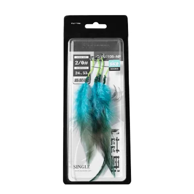 Ecooda Hook Highyep Feathered Jigging Hook Real Effect of Attracting Fish Single Hook High Strength Not Easy to Deform