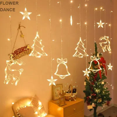 120LED Romantic Christmas Moose Beel LED Curtain Window Light String for Outdoor Indoor Home Bedroom Decoration