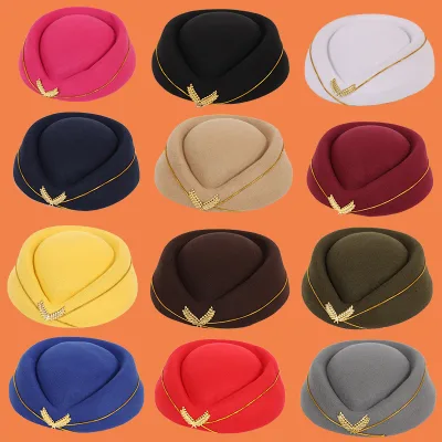 High Quality air Plane Flight Costume Cosplay Career Stewardess Etiquette Hostess Attendant Beret Hat Custom