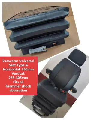 Universal Excavator Seat Type a  Fits Horizontally 260mm Vertically 235-305mm Grammer Shock Absorption Universal Excavator Seat