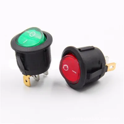 6A 250V ABS Round Boat Single Switch Red Green with Light Supply Part Boat Accessories