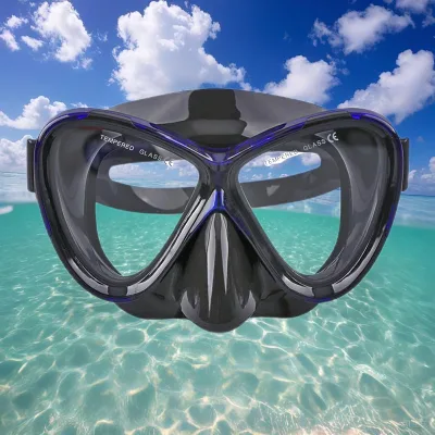 Oh Yeah Tempered Glass Lens Diving Mask Big Frame Silicone Nose Pocket Scuba Goggles for Adults Plastic Material for Swimming