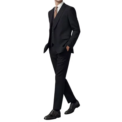 Men's Business Suit Set Two-Button Zipper Formal Suit TR Fabric Beaded for Job Hunting Weddings Parties