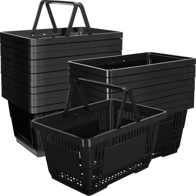 28L Black Portable Grocery Basket for Supermarket Retail Shop Book Store Laundry