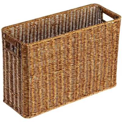 PP Rattan Storage Basket Clothes and Books Kitchen Storage Basket Handwoven Household Plastic Modern Organizer Rectangular Box