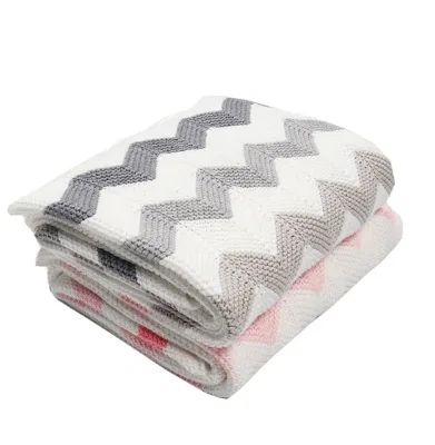 Baby Blanket Knitted Elegant Chevron Soft Toddler Nursery Crib Throw Blankets Receiving Swaddle Blanket Stroller Cover