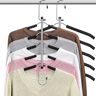 Multi Layer Space Saving Storage Metal Hanger Racks Multi-functional Non-slip Clothes Hangers with EVA Foam