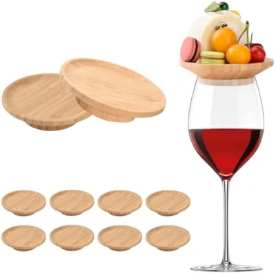 4" Mini Wood Charcuterie Boards Wine Glass Topper Reusable Appetizer Plates for Family Gatherings Restaurants Bars