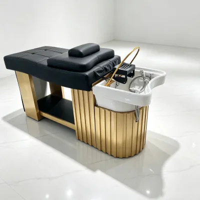 Water Circulation Shampoo Bed - PU Interior Decoration, Ceramic Basin, Adjustable Backrest Salon/barber Furniture