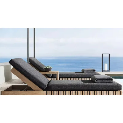 High Quality Modern Foldable Solid Wood Waterproof Sun Lounger for Hotel Courtyard Villa Outdoor Use