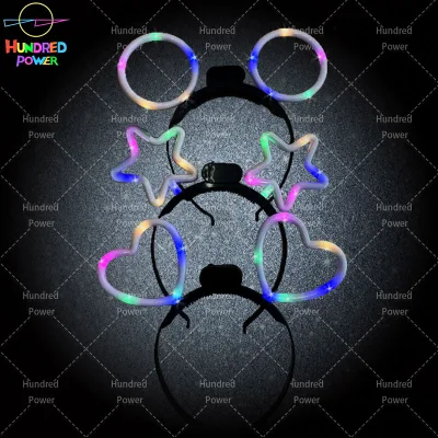 New Glowing Light up Cat Ears Led Color Change Flash Kitten Headband Cute Hair Accessory Halloween Headband Wholesale