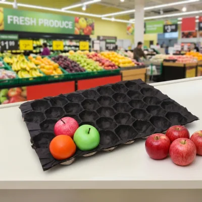 Custom Paper Fruit Blister Tray Food Grade Kraft Paper Fruit Insert Tray for Apple Plum Stone Fruit Export Packaging