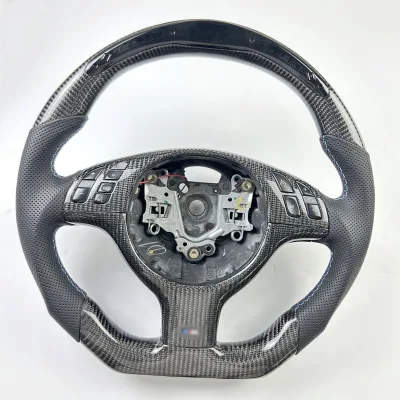 Wholesale Leather Car Steering Wheel Fits B-mw E46 M3 Car Carbon Fiber Steering Wheel Shift Light LED Racing Steering Wheel