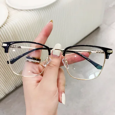 Wholesale High Quality Fashion Metal Half Frame Anti-blue Light Reading Glasses for Computer Diopter +1.0 1.5 2.0 2.5 4.0