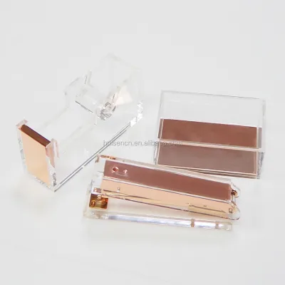 Huisen Rose Gold Acrylic Large Tape Dispenser Stapler Name Card Holder Set Fashionable Design