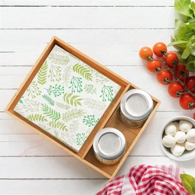 High Quality Bamboo Drawer Organizer Multi-Use Napkin Holder With Condiment Bottle Rack Kitchen Wood Paper Material Home Usage