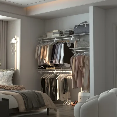 Metal Wire Shelving Closet System for Bedroom Storage Organization Single Tier Cabinet Eco-friendly Hanging Closet