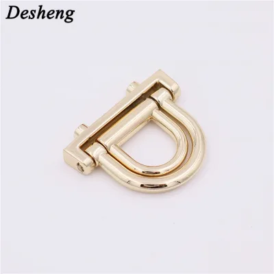 Customized Rotatable Metal Double D Ring Handbag Accessories Real Gold D Buckle Connector Ring for Belt